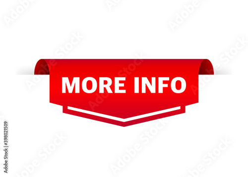 More Info red label on white background. Realistic banner. Vector illustration.