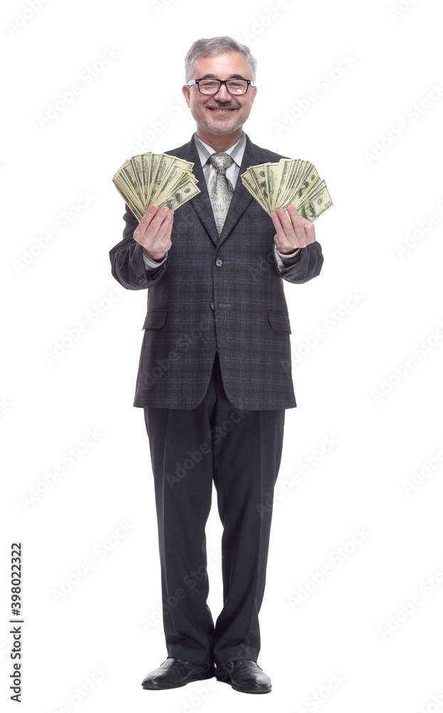 happy man with money bills pointing at you. happy man with money bills pointing at you.