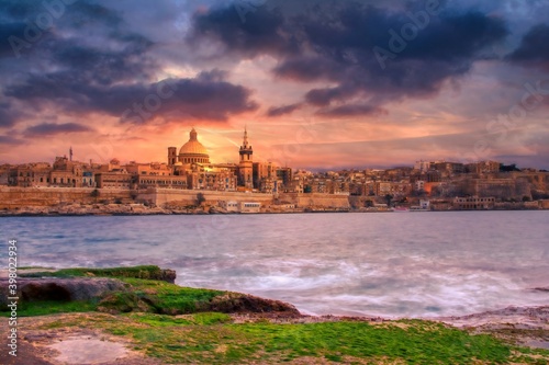 Valletta Skyline in the Evening, Malta.
