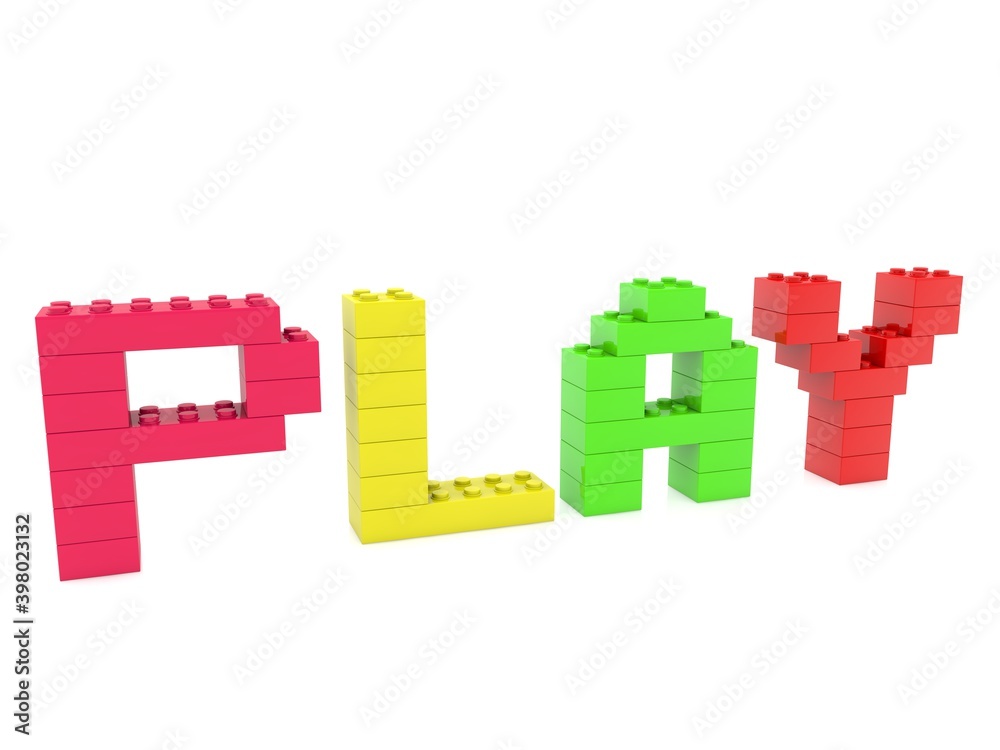 PLAY concept from toy bricks of different colors PLAY concept from toy bricks of different colors