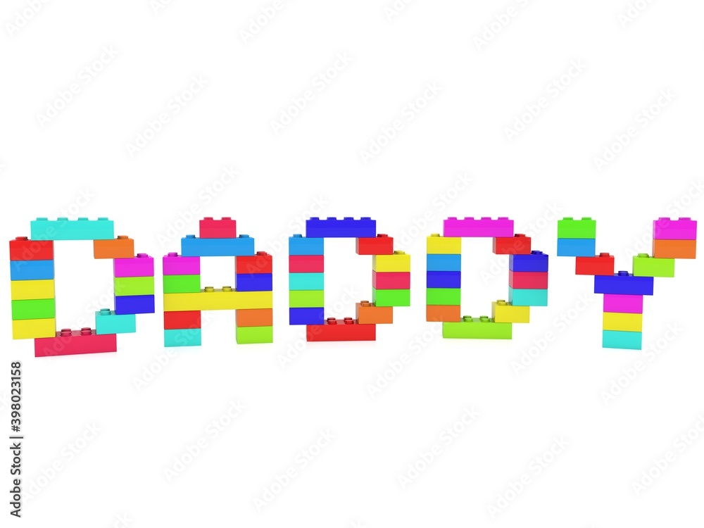 DADDY concept from colored toy bricks DADDY concept from colored toy bricks