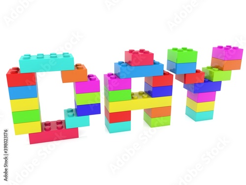 DAY concept from colored toy bricks