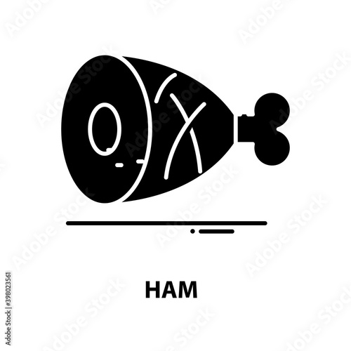 ham icon, black vector sign with editable strokes, concept illustration