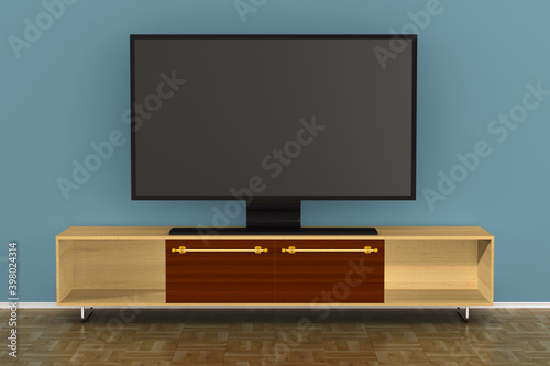 tv stand in living room. 3D...