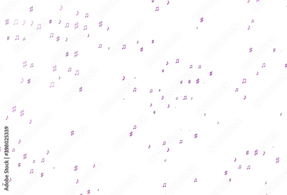 Fototapeta Light Purple vector template with musical symbols.