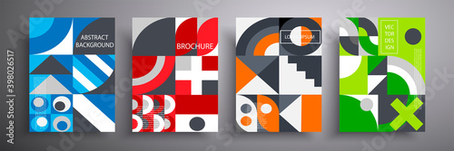 Set of vector covers. Retro design. Colored abstract geometric compositions for covers, posters, flyers, magazines. photo