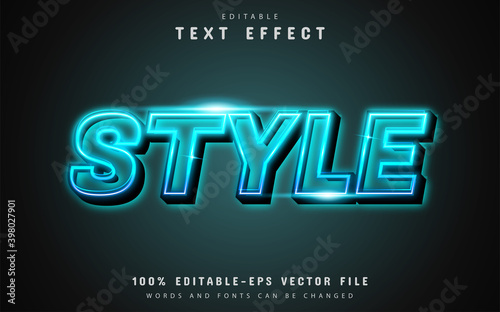 Style text effect blue neon
