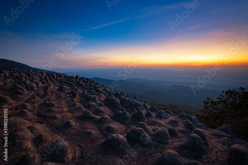 Viewpoint at stones mountain peak or Lan Hin Poom  Phu Hin Rong Kla National Park in Phitsanulok province  Thailand