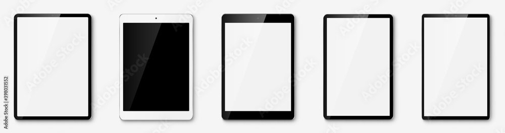 Tablet pc set. Tablet realistic vector - obrazy, fototapety, plakaty 
