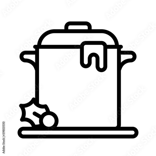 Stew pot icon, Christmas food and drink vector