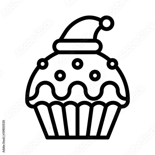Christmas cupcake icon, Christmas food and drink vector