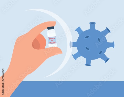 Vaccination concept poster. Vector medical illustration. Injection immunization health care.