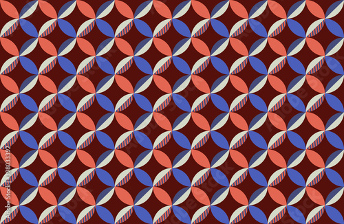 Abstract pattern of circles composed from geometrical shapes
