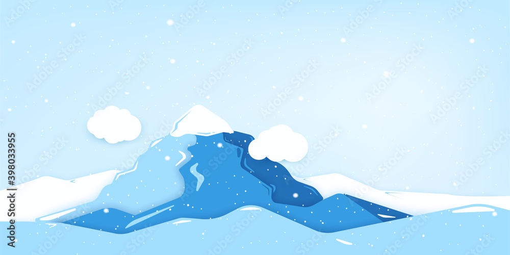 Vector illustration of winter landscape with snowflakes