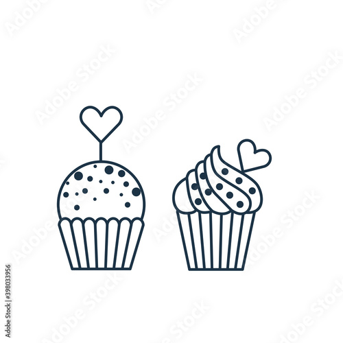 Love Muffin Icon in Line Art Style