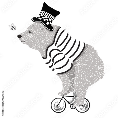 Funny cute bear vector illustration, children artworks, greeting cards graphics, t-shirt prints, wallpaper