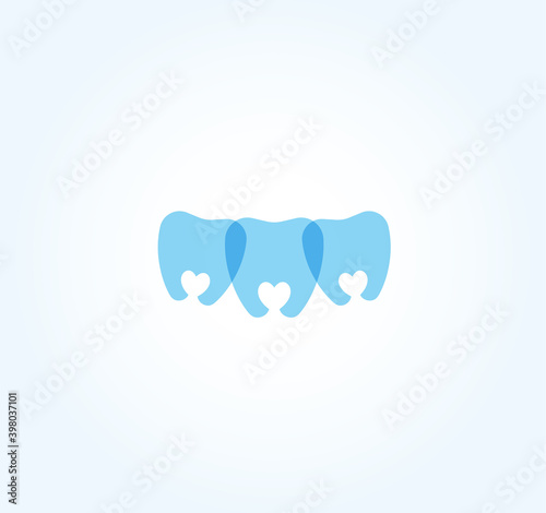 Tooth silhouette with braces and invisalign. Heart in tooth negative space, flat icon. Treatment and alignment of dental row, symbol for dental clinic. Logo idea for orthodontist, dentist. Vector..
