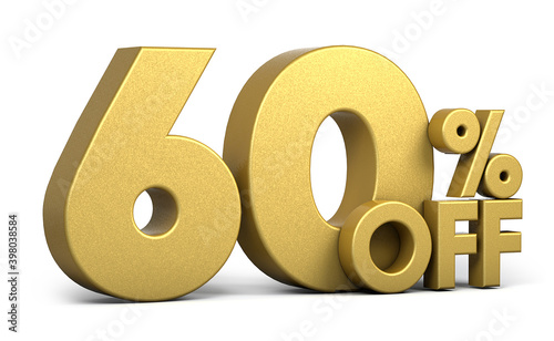 Quadro em tela Golden text, 60% off isolated on white background