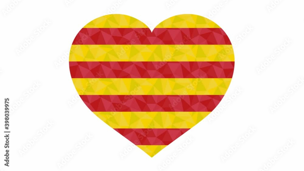 Catalan flag in form of beating heart low poly style animated video suitable as a site element Catalan flag in form of beating heart low poly style animated video suitable as a site element