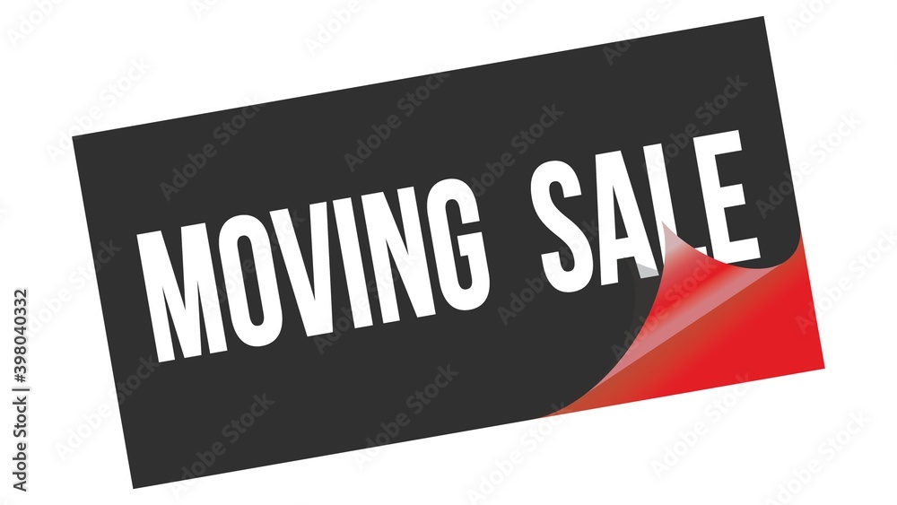 MOVING SALE text on black red sticker stamp. MOVING SALE text on black red sticker stamp.