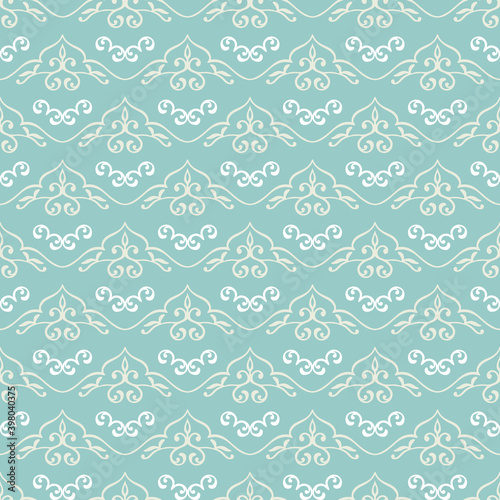 Vector Blue Islamic pattern. Seamless Arabic Floral Geometric Pattern.Traditional Muslim Background. Oriental Ornaments. Ramadan Kareem. Arabesque. East culture 