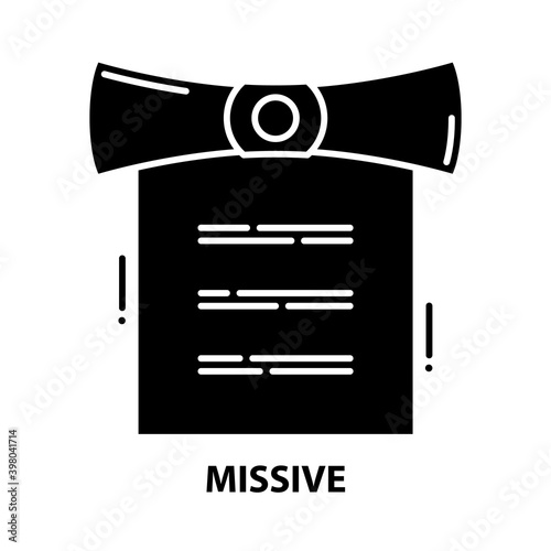 missive icon, black vector sign with editable strokes, concept illustration