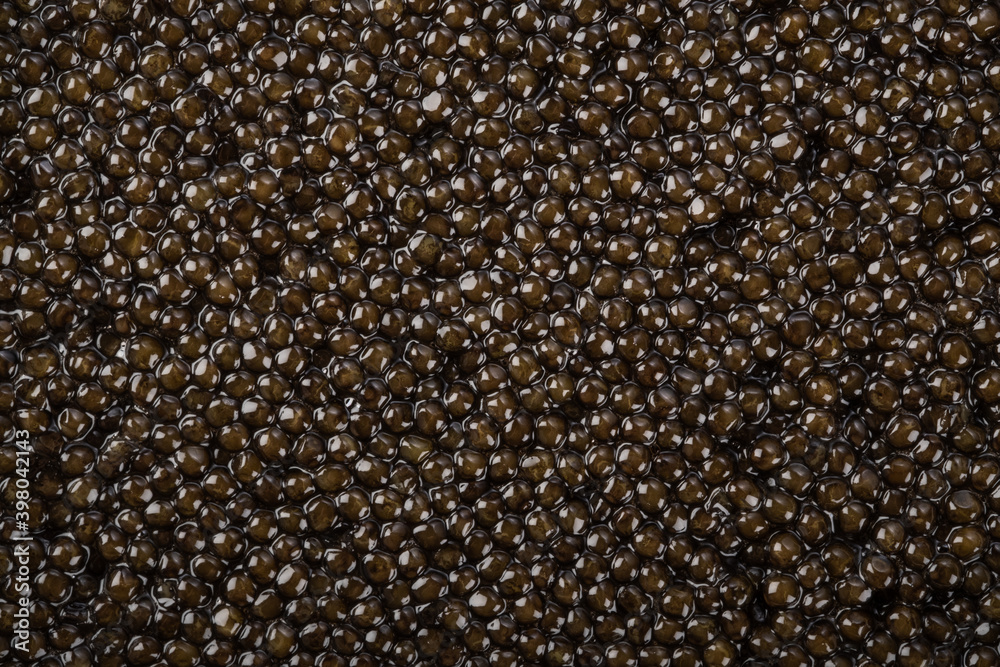 Black sturgeon caviar in a plate on a dark background. Black sturgeon caviar in a plate on a dark background.