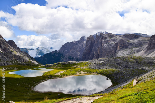 Fototapeta Naklejka Na Ścianę i Meble -  Beautiful Italy's Dolomites region in Italy with mountain lake view in summer