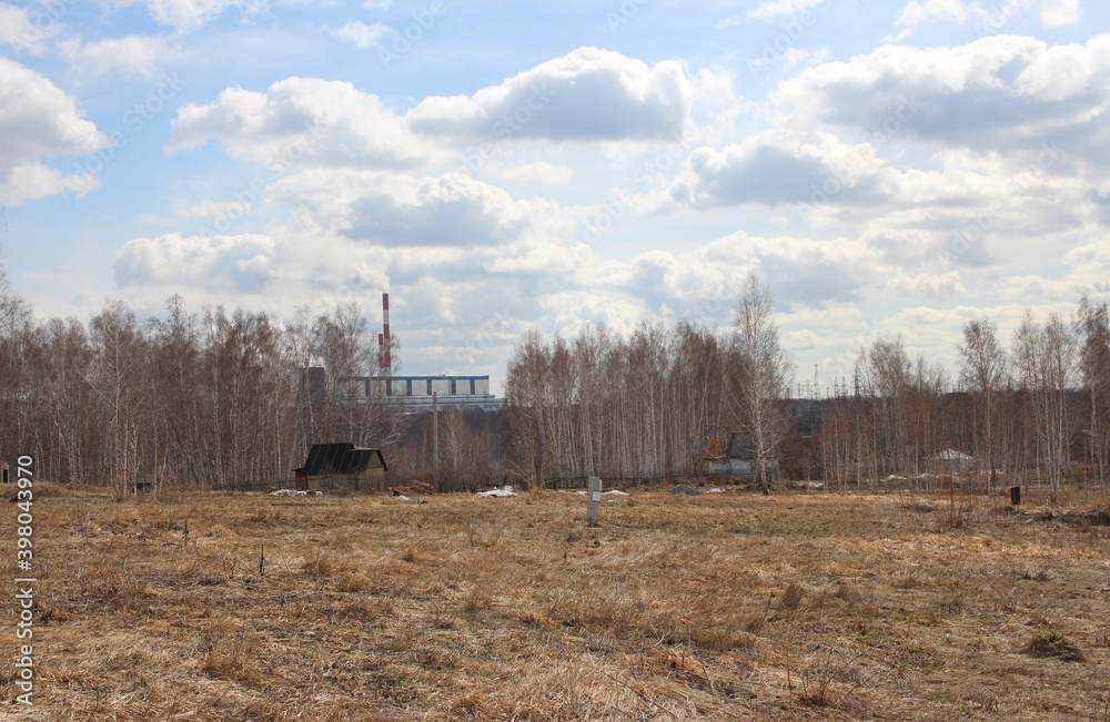 industrial building nuclear power plant near a lonely apartment building in a field in the forest of stalkers industrial building nuclear power plant near a lonely apartment building in a field in the forest of stalkers