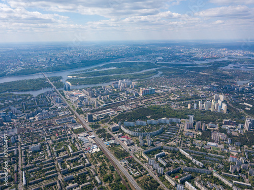Aerial drone high view. Residential area of Kiev.