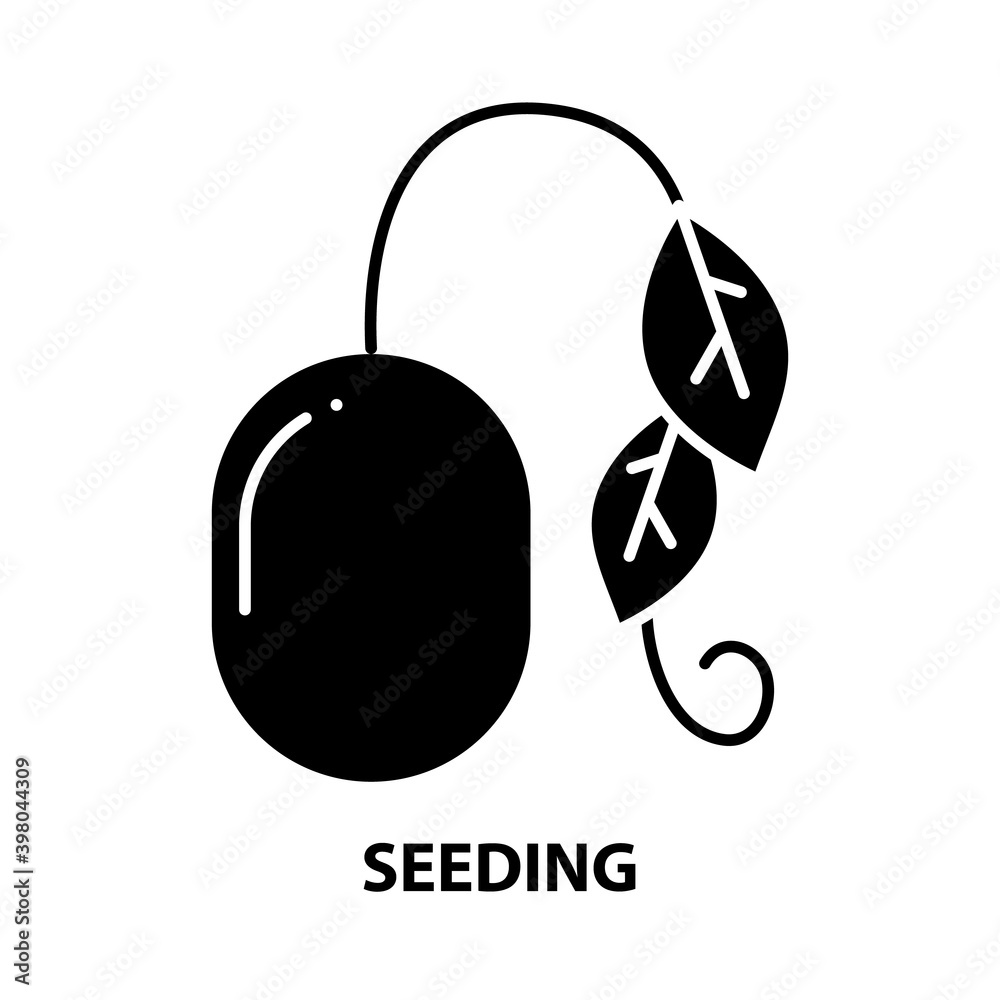 seeding icon, black vector sign with editable strokes, concept illustration seeding icon, black vector sign with editable strokes, concept illustration