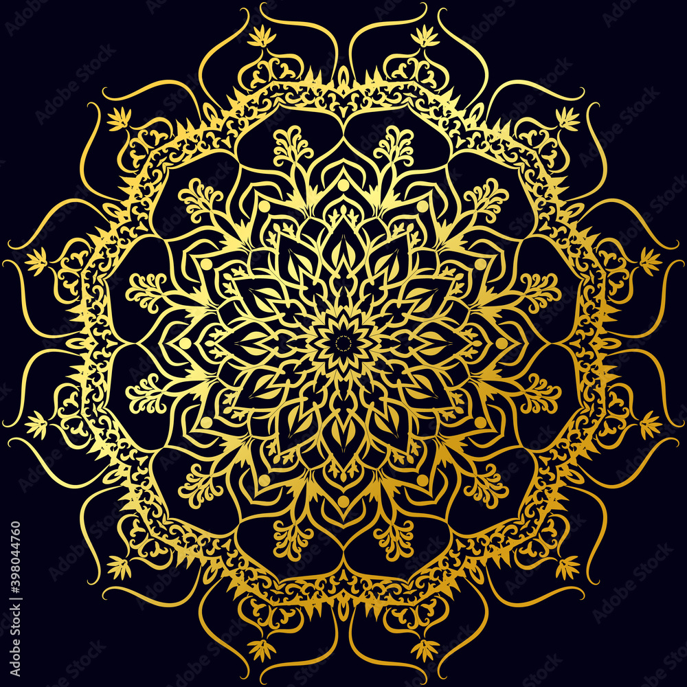 ornamental round ornament Luxury gold mandala arabesque background and pattern for print, poster, cover, brochure, flyer, banner Henna tatoo with islamic oriental style 