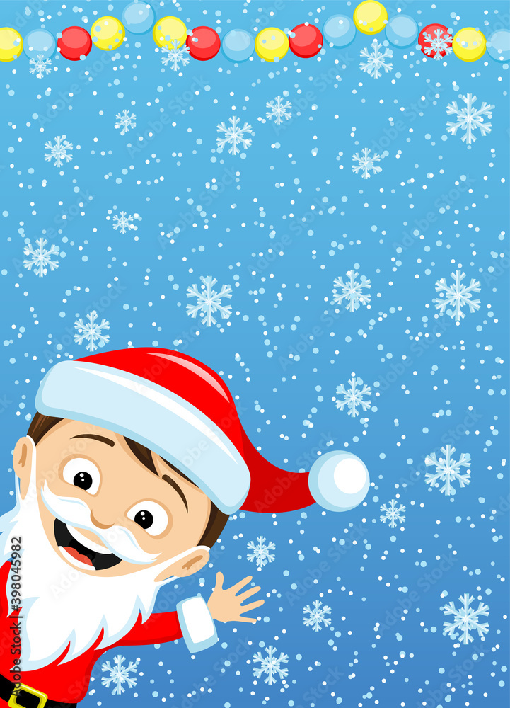 Christmas banner with Santa Claus on blue winter background. Christmas banner with Santa Claus on blue winter background.