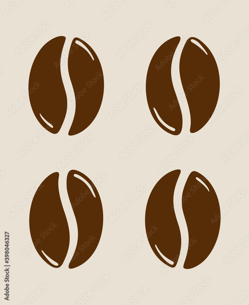 Fototapeta premium Group of roasted coffee beans, caffeine symbol