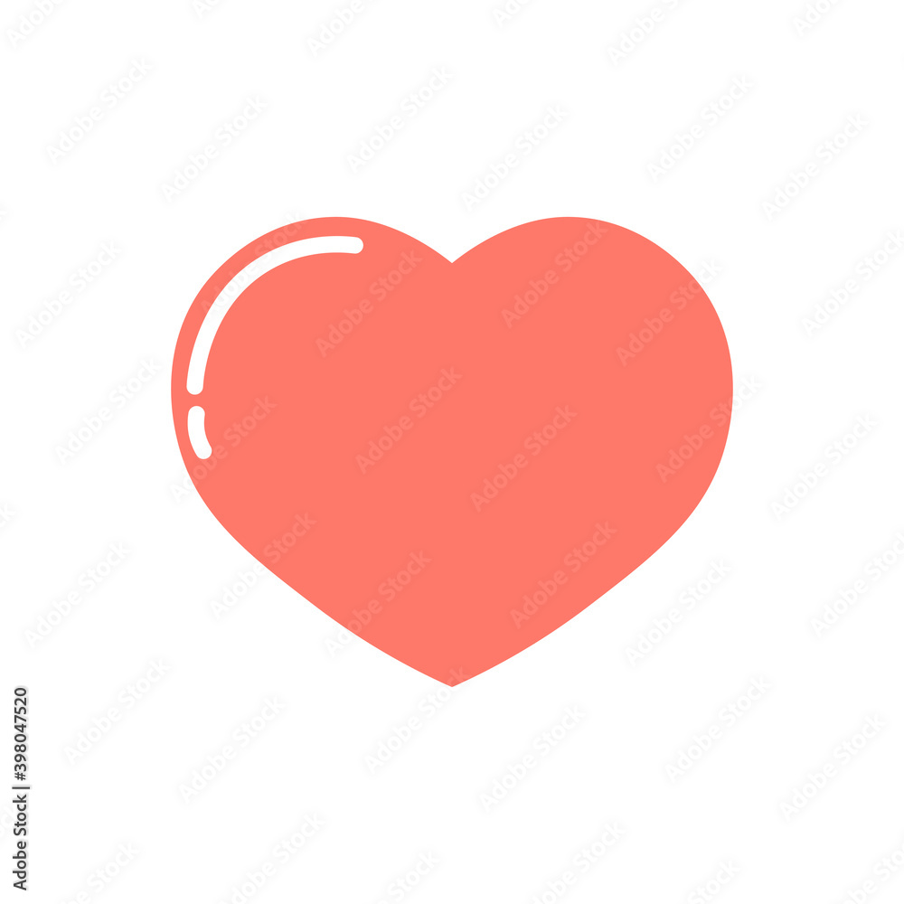 Heart icon, flat graphic design template, love sign, Valentines Day symbol, vector illustration