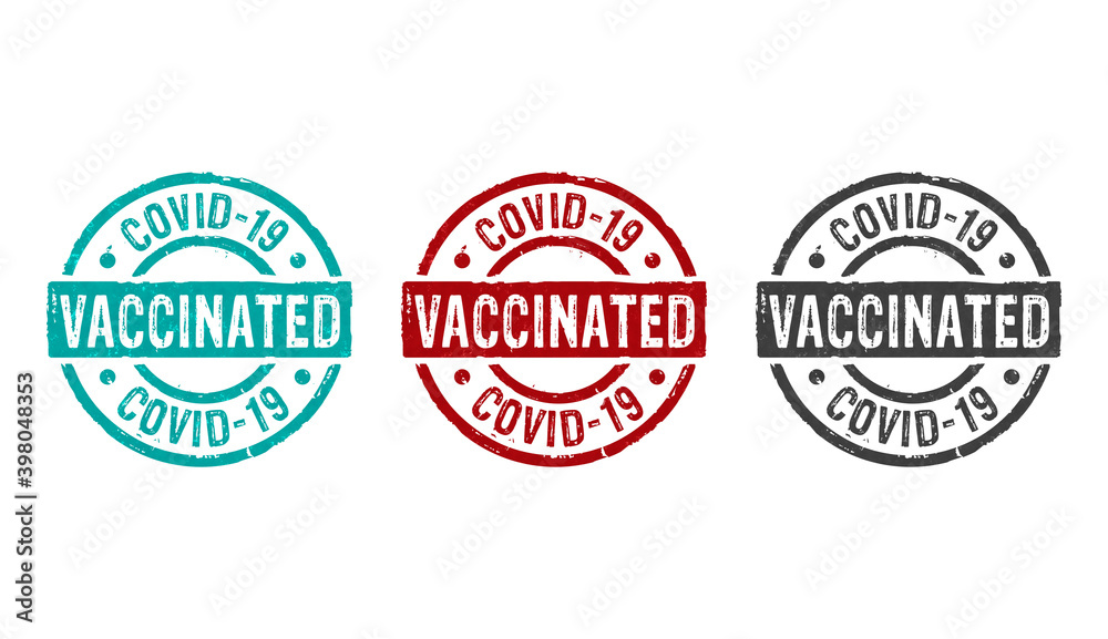 Obraz premium Vaccinated covid-19 stamp and stamping