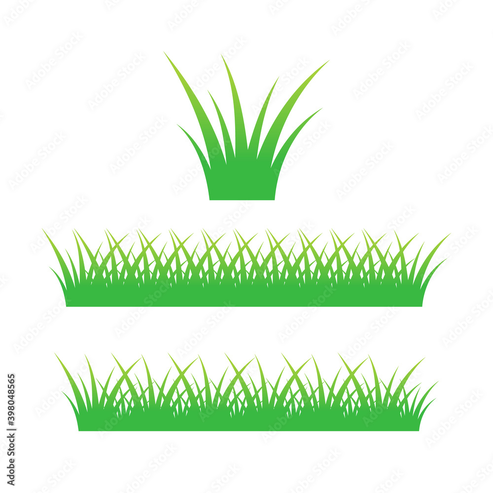 Fototapeta premium Set of green grass icon vector illustration