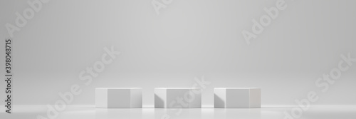 White hexagon stage podium platform for advertising product display background 3d rendering