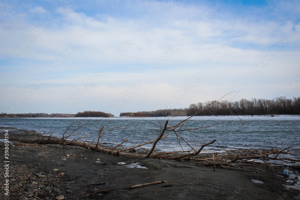 frozen lake in winter