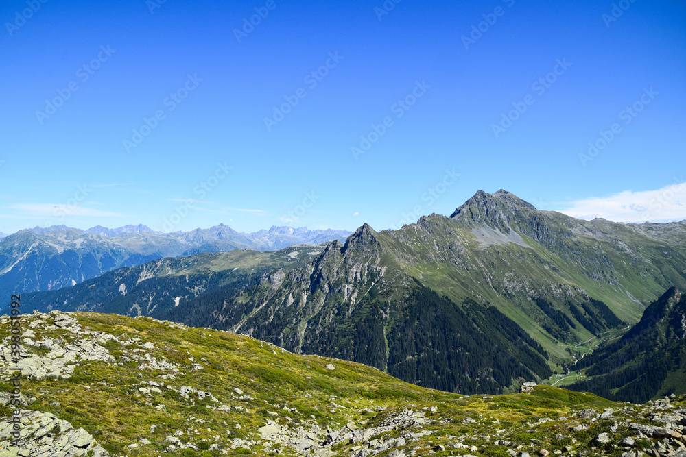 Fototapeta premium Trekking on a summer day in the Montafon valley, Vorarlberg Austria