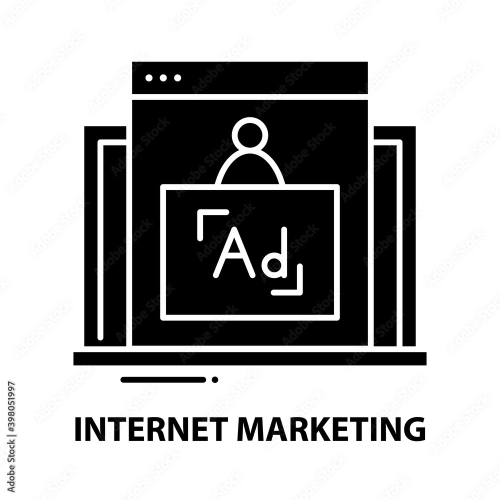 internet marketing icon, black vector sign with editable strokes, concept illustration internet marketing icon, black vector sign with editable strokes, concept illustration
