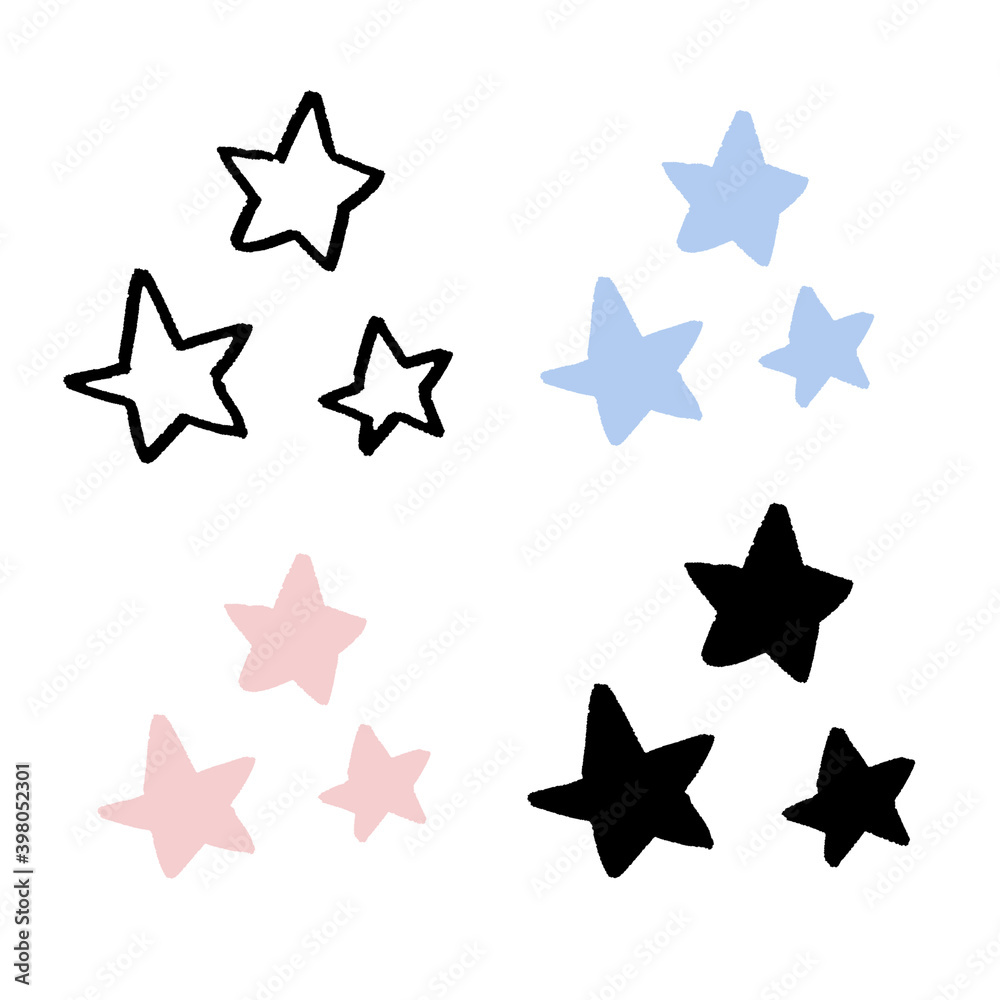 Obraz premium シンプルな手書き風イラスト素材 星 