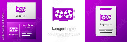 Logotype Video graphic card icon isolated on white background. Logo design template element. Vector.