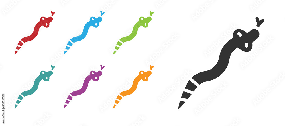 Black Snake icon isolated on white background. Set icons colorful. Vector. Black Snake icon isolated on white background. Set icons colorful. Vector.