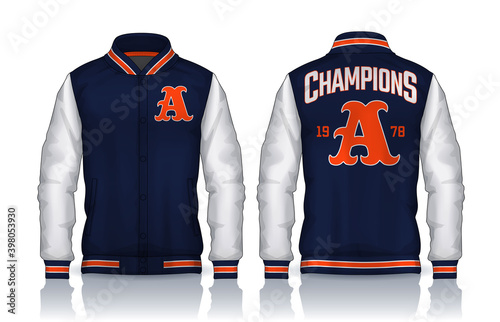 Varsity Jacket Design,Sportswear Track front and back view.