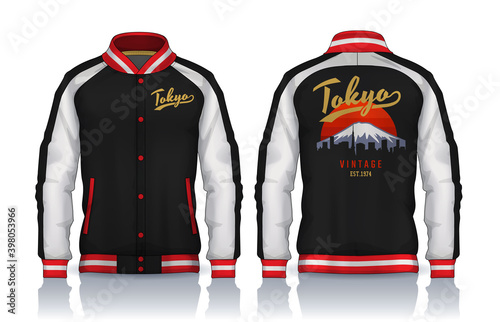 Varsity Jacket Design,Sportswear Track front and back view.