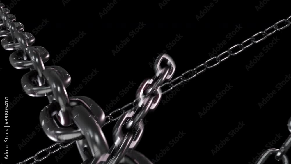 metal chains work,4K loop animation 3d with alpha mask