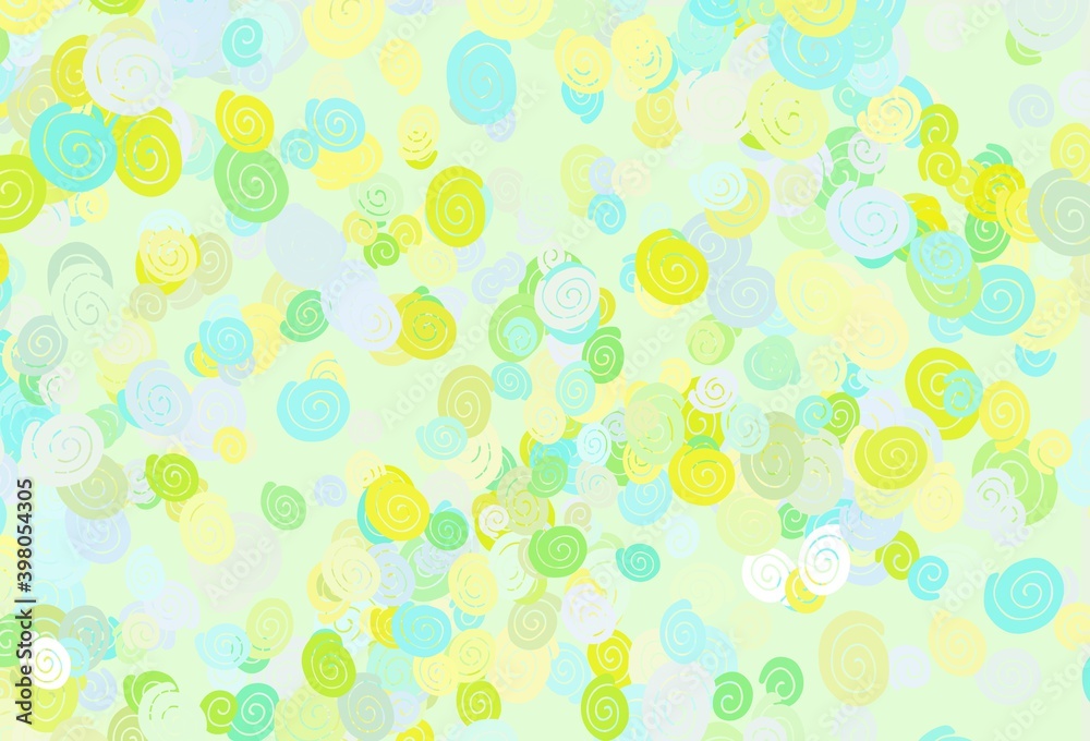 Light Green, Yellow vector background with bent lines.