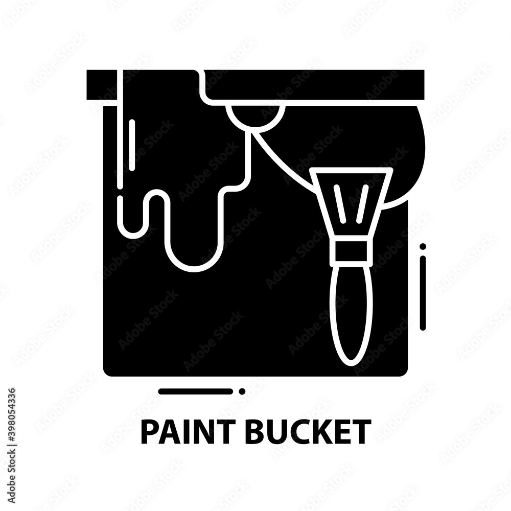 paint bucket icon, black vector sign with editable strokes, concept illustration paint bucket icon, black vector sign with editable strokes, concept illustration