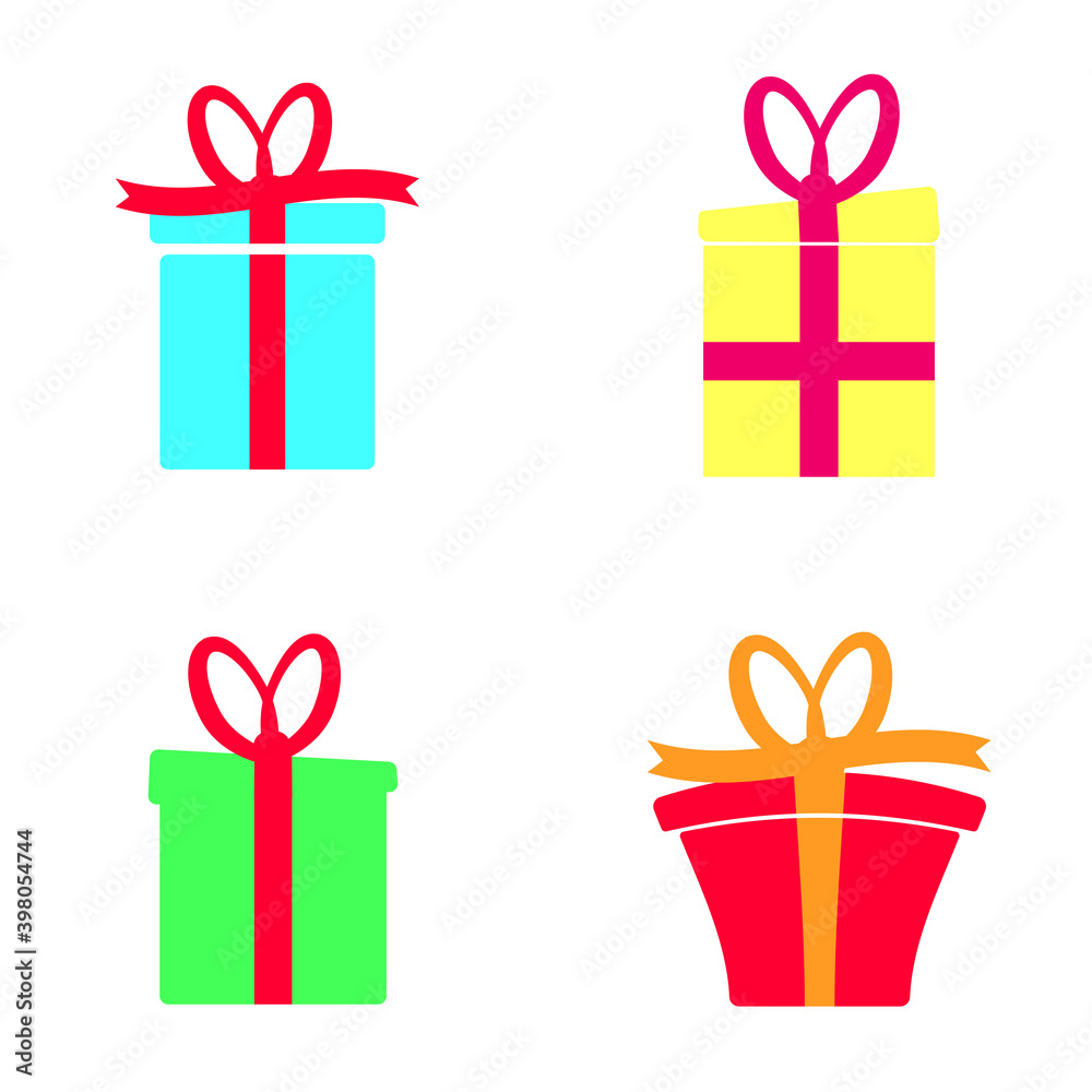 Set gift box icons, graphic design template. Christmas present, Xmas symbols. Birthday surprise, vector illustration Set gift box icons, graphic design template. Christmas present, Xmas symbols. Birthday surprise, vector illustration